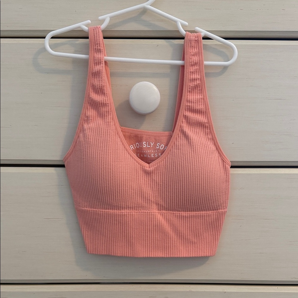 Aeropostale Ribbed Coral Sports Bra